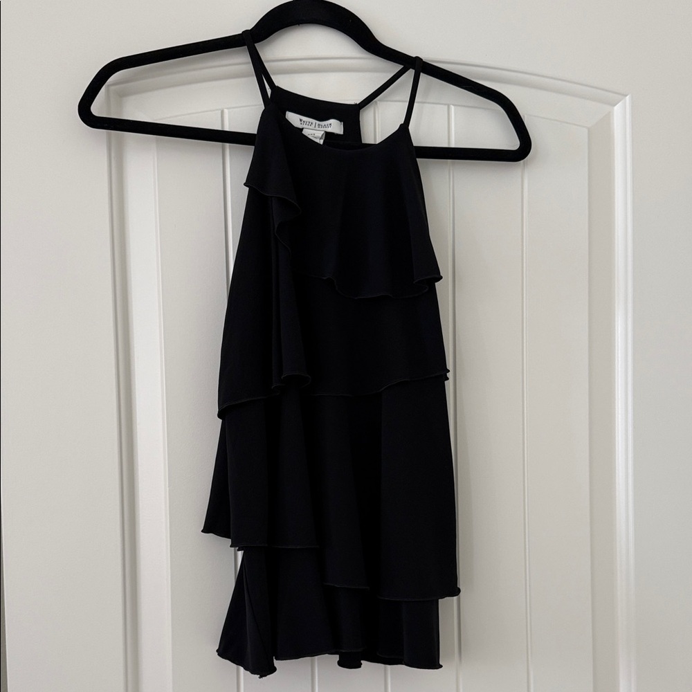 Black Tiered Ruffle Halter Top